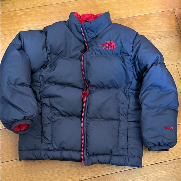 Super Warm The North Face Black and Red 550 Jacket Size 4T